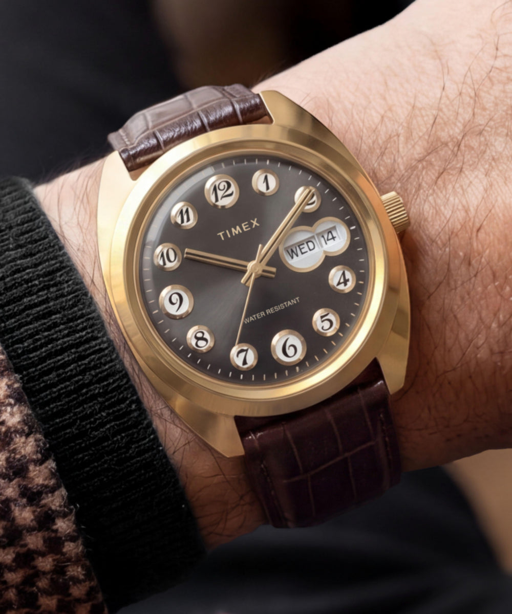 Timex 1976 Rotary Phone Dial Reissue Leather Strap Watch