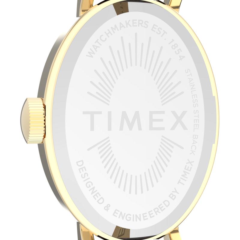 Timex Cavatina Leather Strap Watch White Gold-Tone Brown