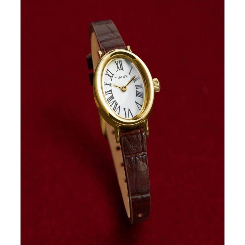 Timex Cavatina Leather Strap Watch White Gold-Tone Brown