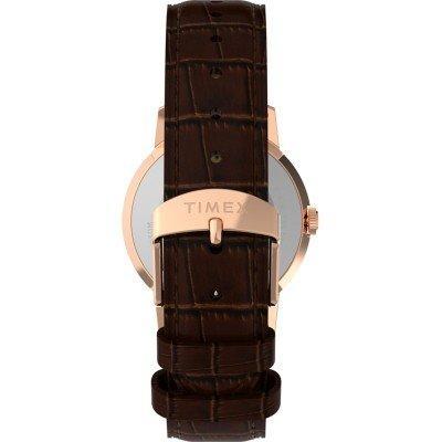 Timex Marlin 34mm Small Quartz Watch Vintage-Inspired Design Rose Gold Silver Dial