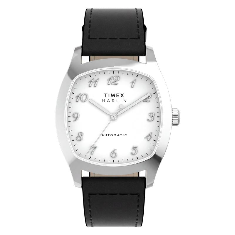 Timex Marlin Chatham Automatic Leather Strap Watch White Dial