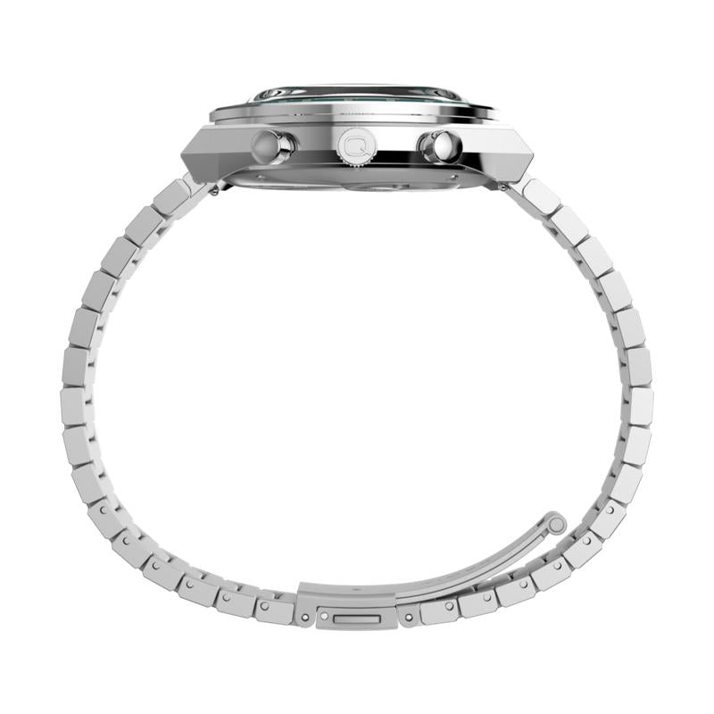 Timex Q Timex Chronograph Stainless Steel Bracelet Watch Green Dial