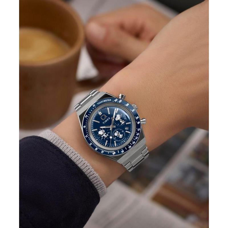 Timex Q Timex Chronograph Stainless Steel Bracelet Watch
