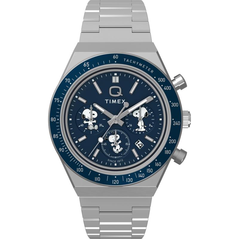 Timex Q Timex Chronograph Stainless Steel Bracelet Watch