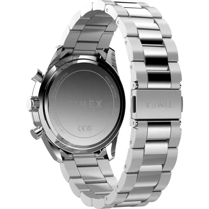 Timex Ridgefield Chronograph Stainless Steel Bracelet Black Dial Watch