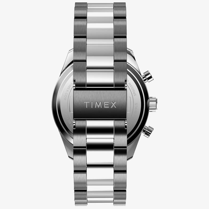 Timex Ridgefield Chronograph Stainless Steel Bracelet Watch Light Blue Dial