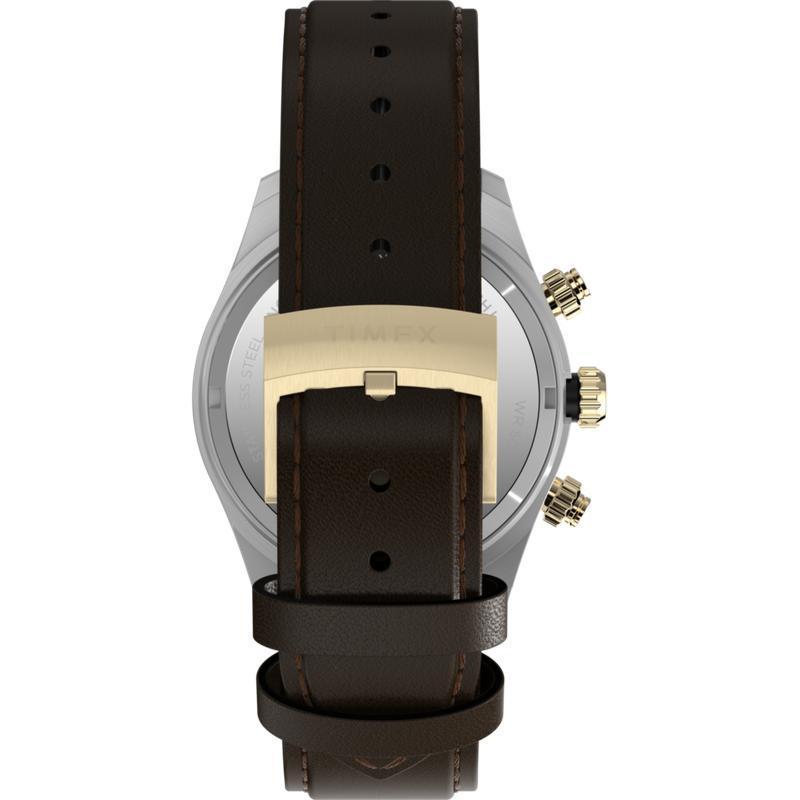 Timex Waterbury Heritage Chronograph Leather Strap Watch Brown Strap