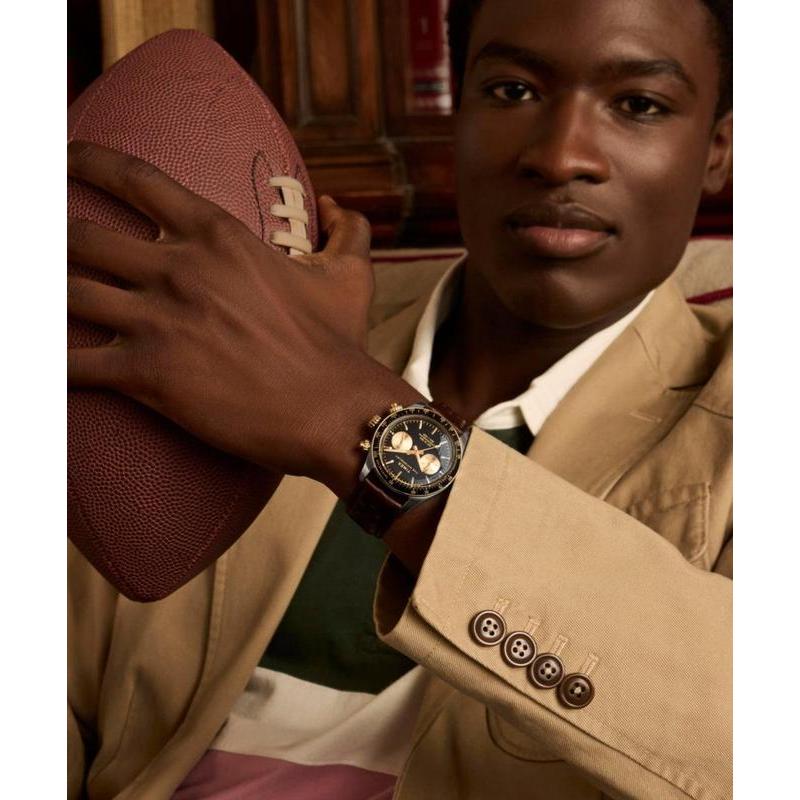 Timex Waterbury Heritage Chronograph Leather Strap Watch Brown Strap