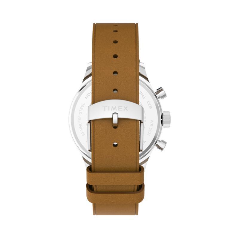 Timex Weekender New England Chronograph Leather Strap Watch Cream Dial