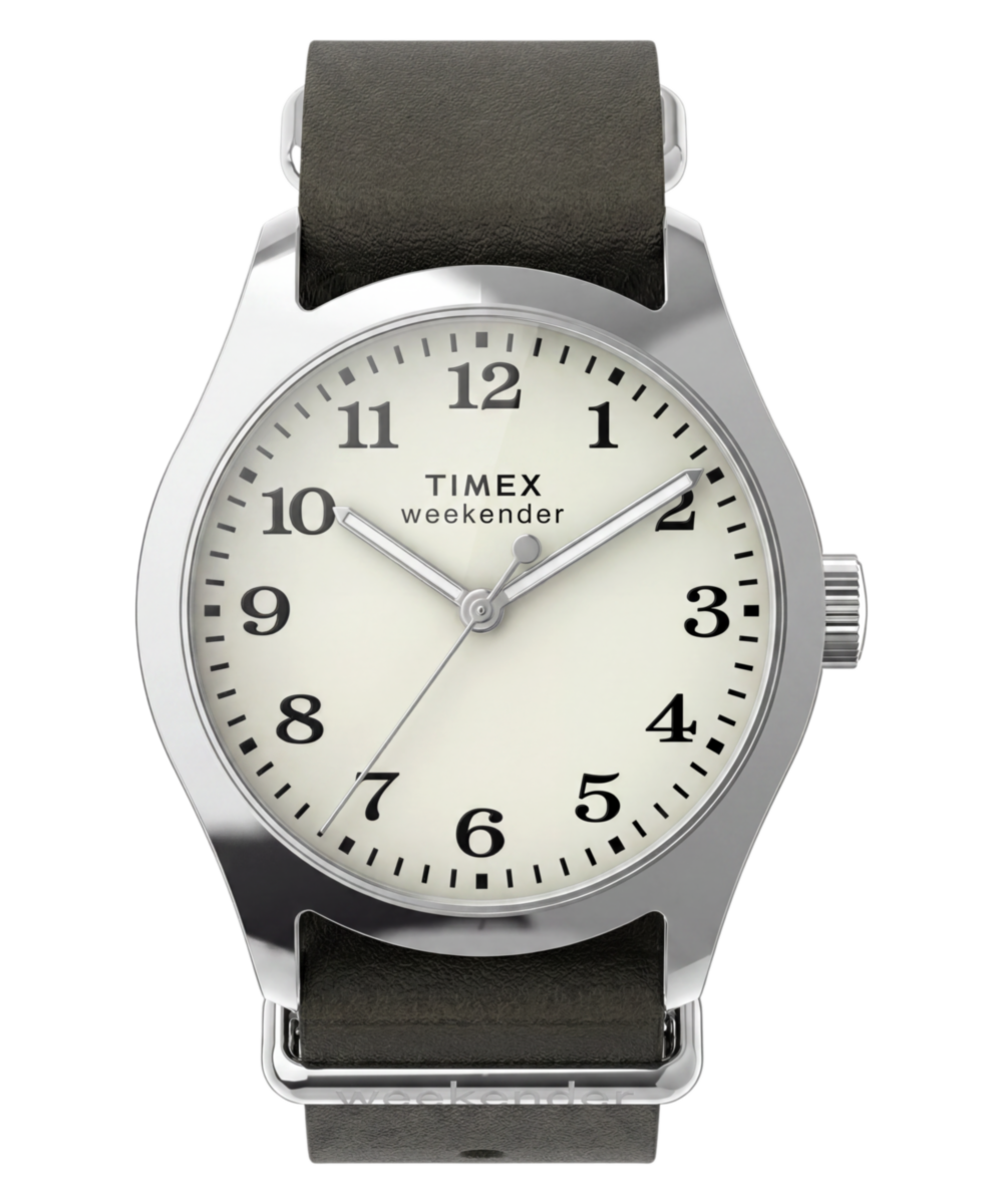 Timex Weekender New England Leather Strap Watch Green Strap