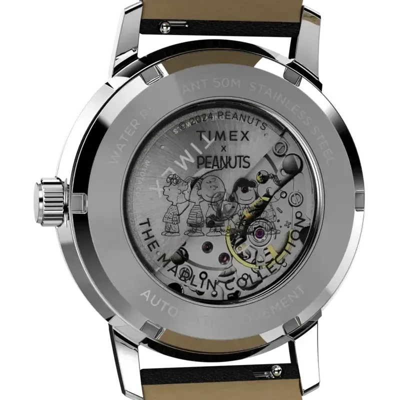 Timex x Peanuts Marlin® Automatic Saxophonist 40mm Leather Strap Watch