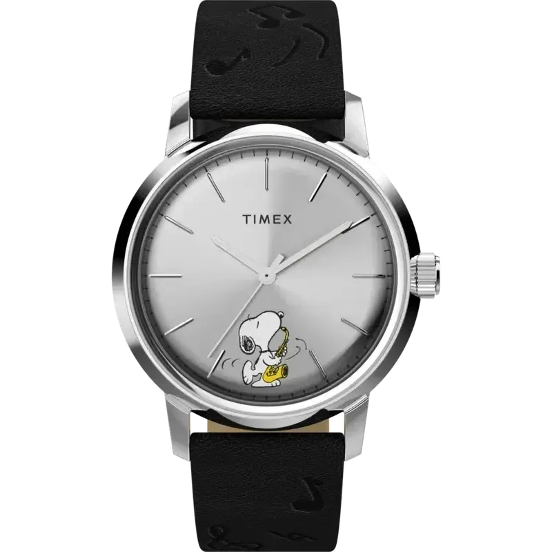 Timex x Peanuts Marlin® Automatic Saxophonist 40mm Leather Strap Watch