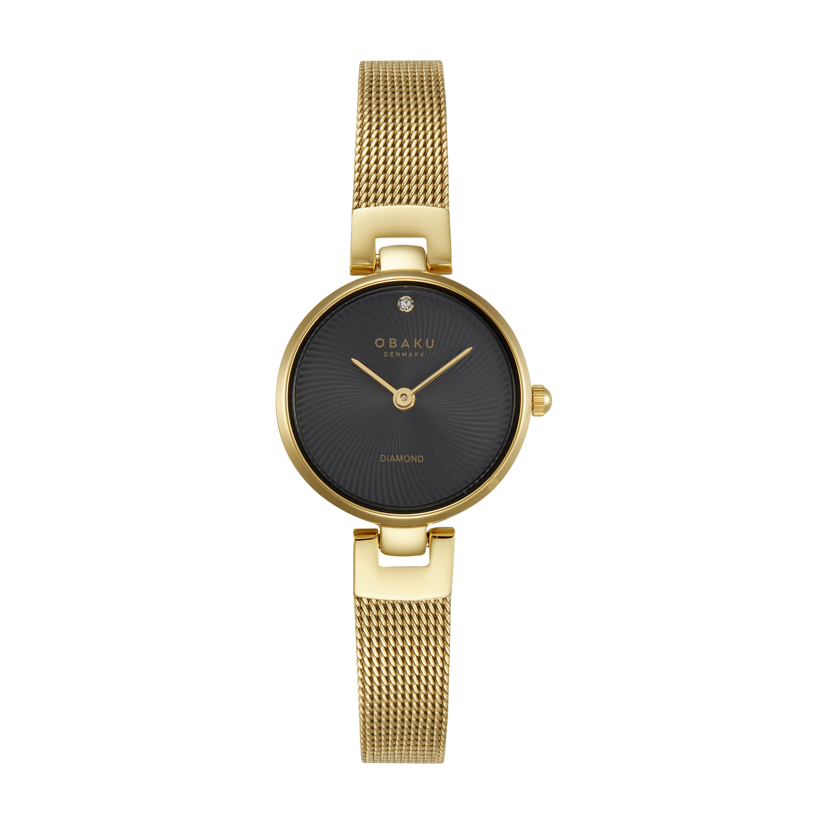 Obaku Diamant Petite - Black Dial Stainless Steel Ladies Watch V256SXGBMG