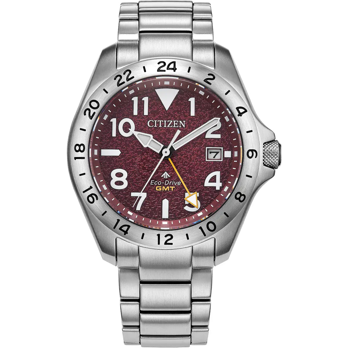 Citizen Promaster Land GMT Eco-Drive Men's Stainless Steel Red Dial Watch