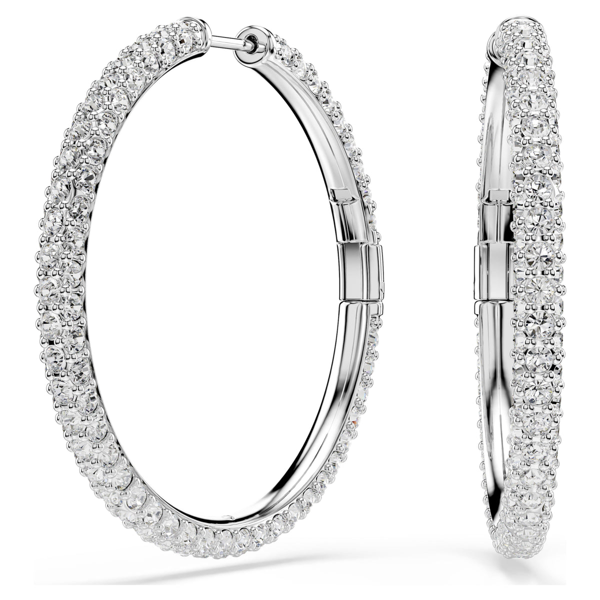 Swarovski Dextera Round Cut White Rhodium Plated Hoop Earrings