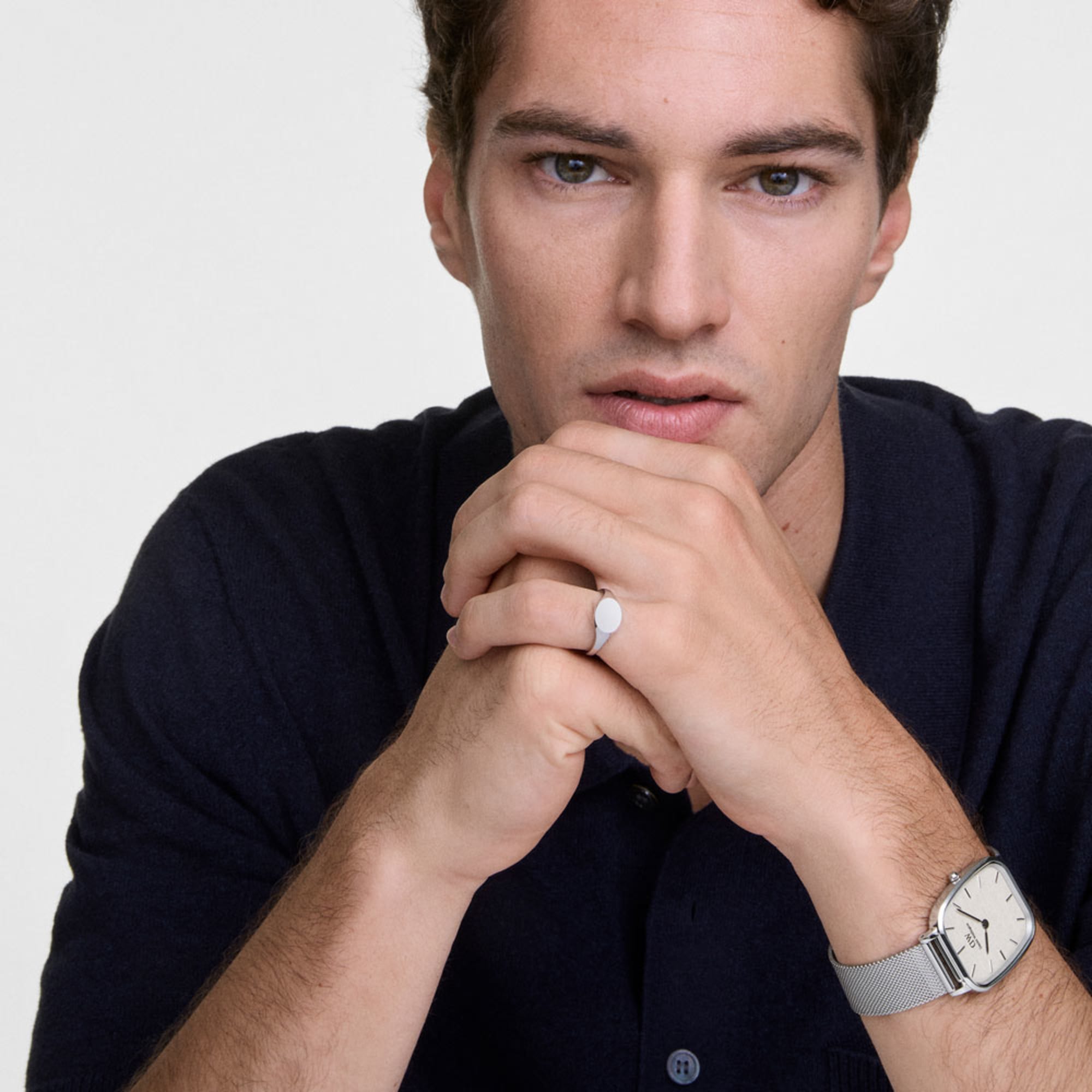 Daniel Wellington Bundle : Marlon & Classic Mini Signet Ring Silver Set