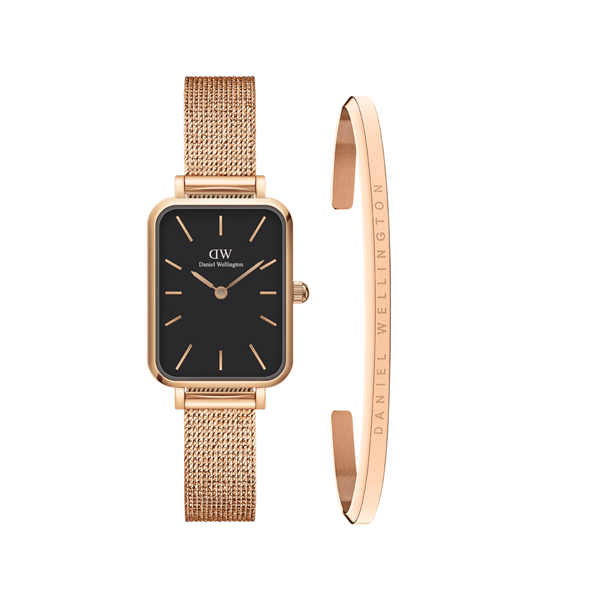 Daniel Wellington Bundle : Quadro Pressed Melrose Black + Classic Bracelet