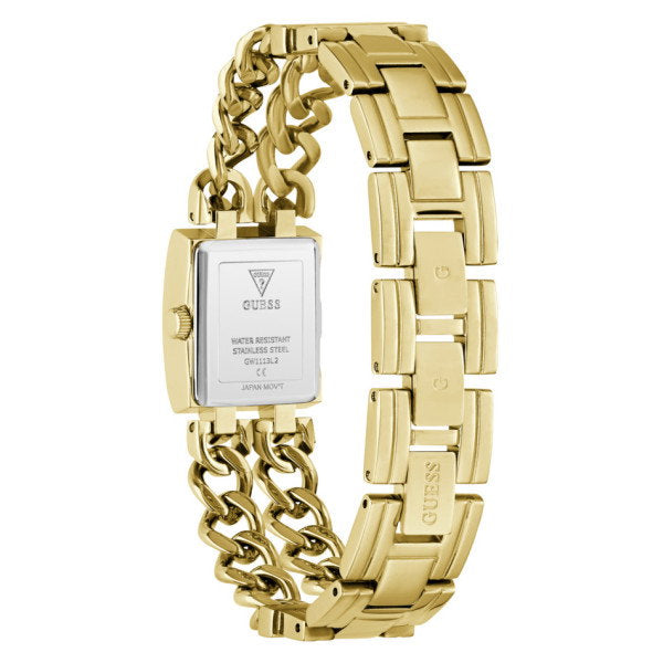 Guess Micro Mod GW1113L2 Women's Rectangular Watch Gold Case Champagne Dial