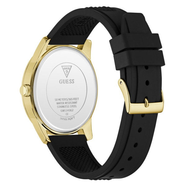 Guess Mogul GW1143G2 Men's Watch Gold Case Black Silicone Strap