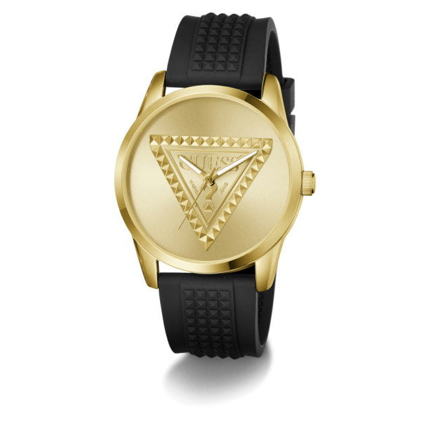 Guess Mogul GW1143G2 Men's Watch Gold Case Black Silicone Strap