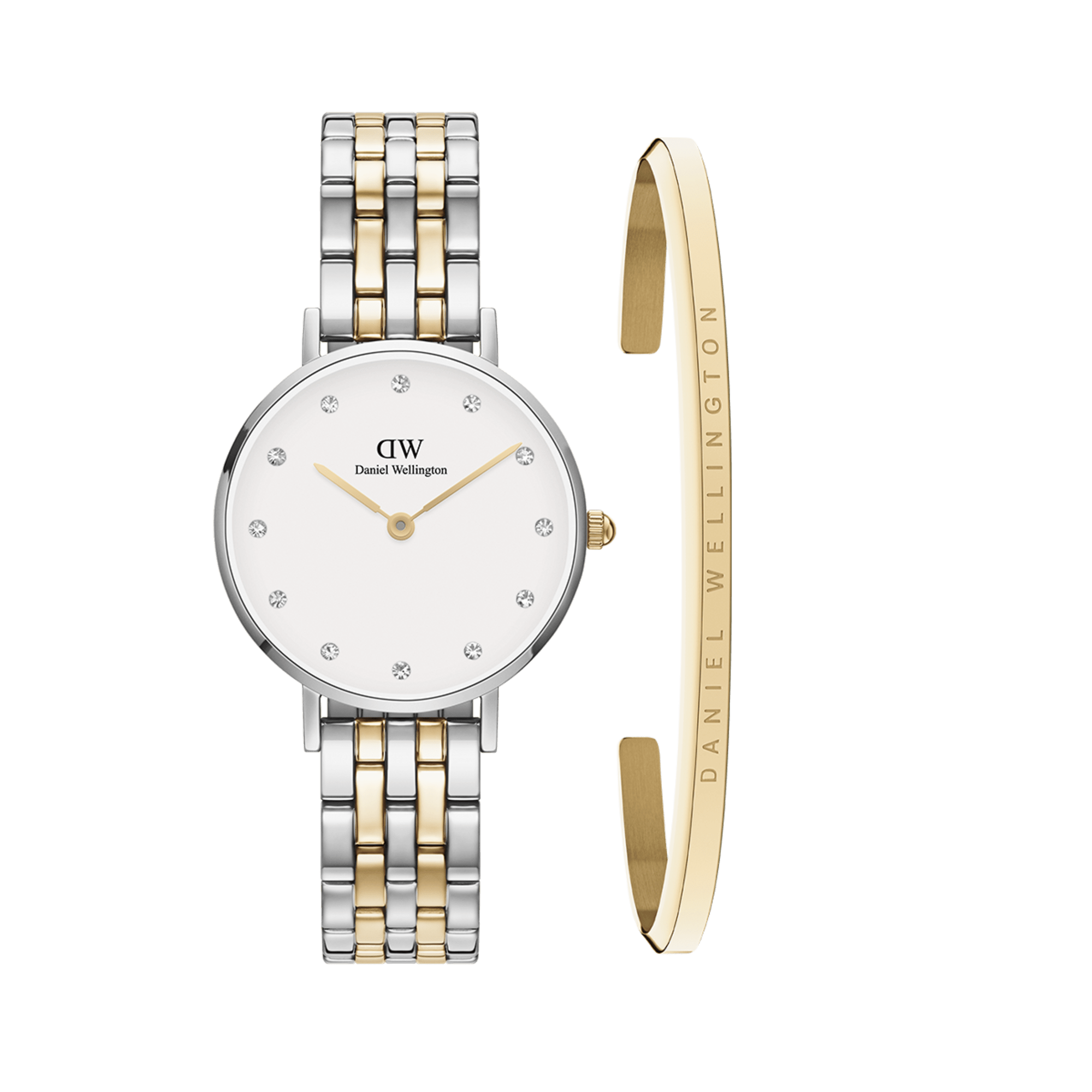 Daniel Wellington Bundle : Petite Lumine 5-link two-tone + Classic Bracelet Gold