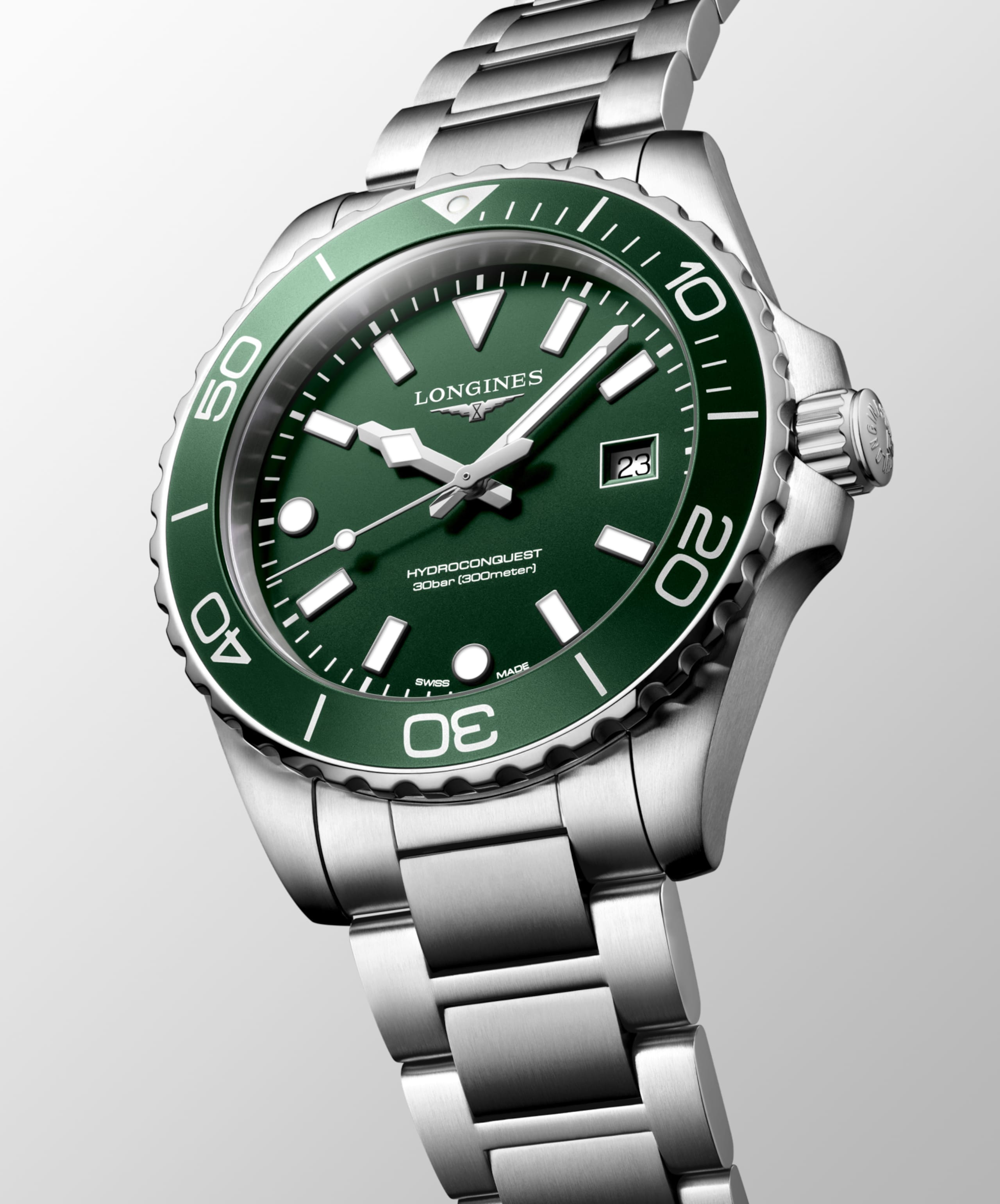 Longines HydroConquest L3.769.4.06.6 Quartz Watch Green Dial