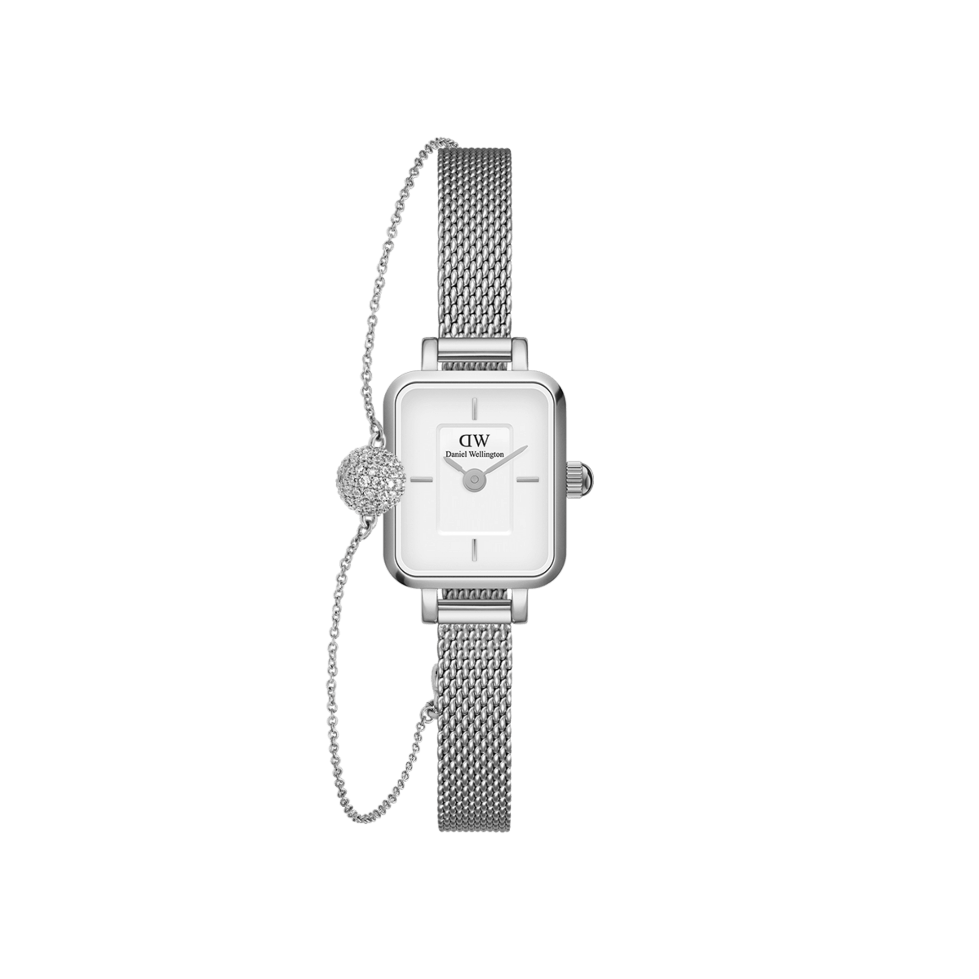 Daniel Wellington Bundle : Quadro Mini Sterling & Pavé Crystal Pendant Bracelet Silver