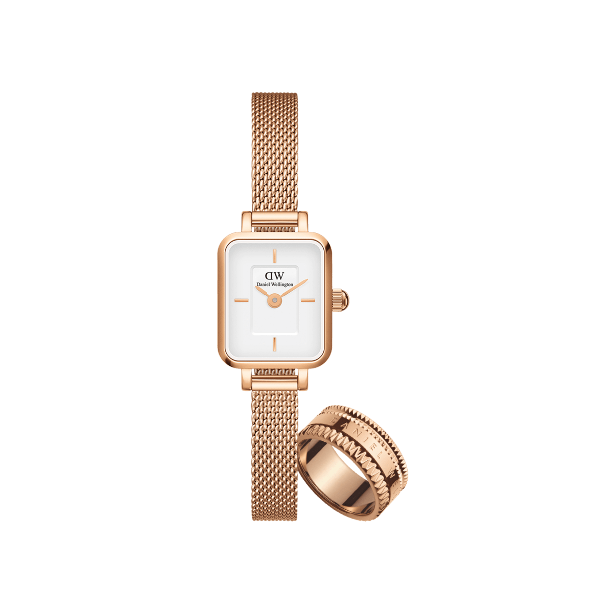 Daniel Wellington Bundle : Quadro Mini Melrose & Elevation Ring Rose Gold
