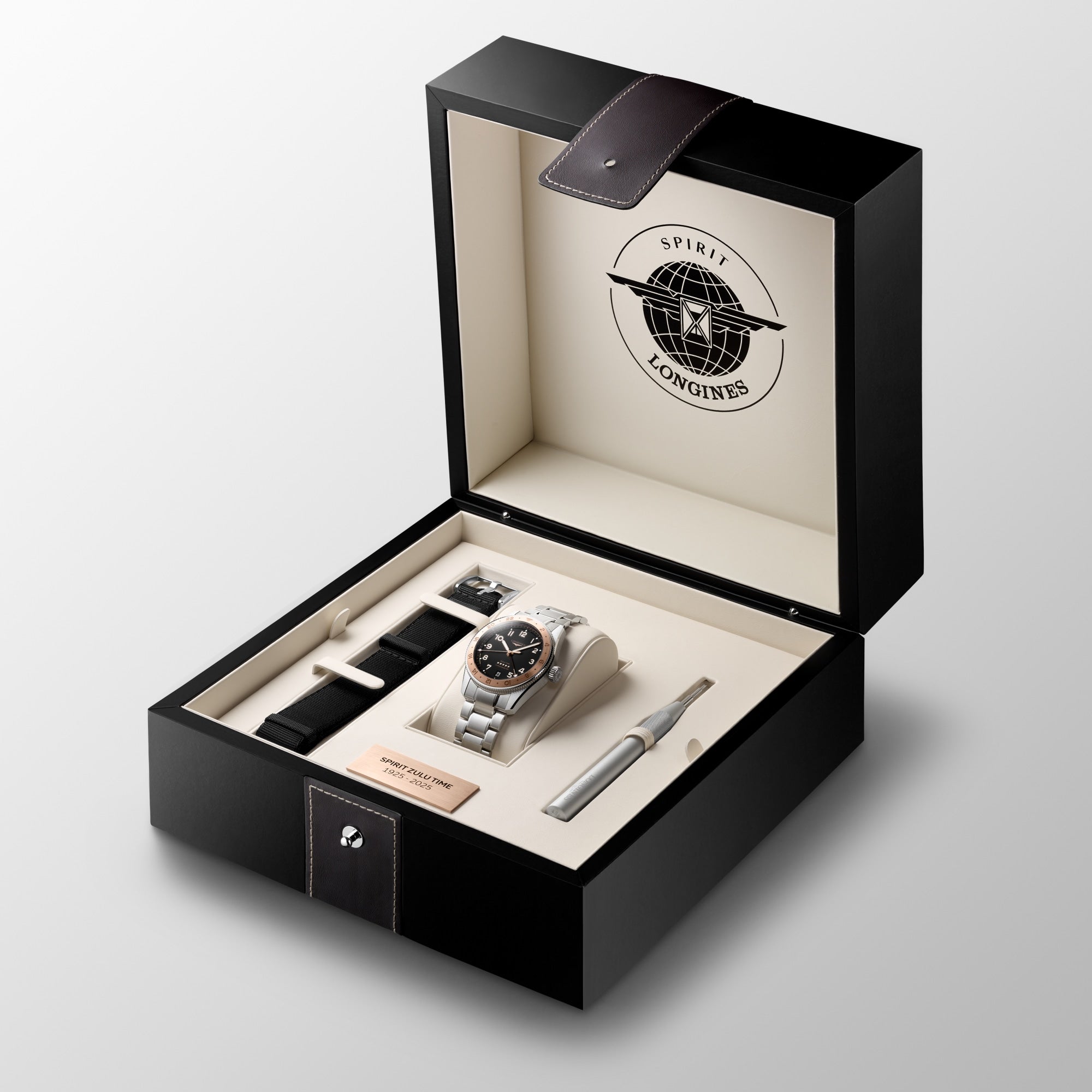 Longines Spirit Zulu Time L3.803.5.53.6 Automatic Watch Black Dial