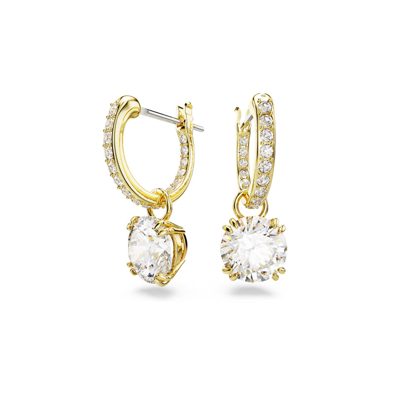 Swarovski Stilla Round Cut White Gold-Plated Drop Earrings