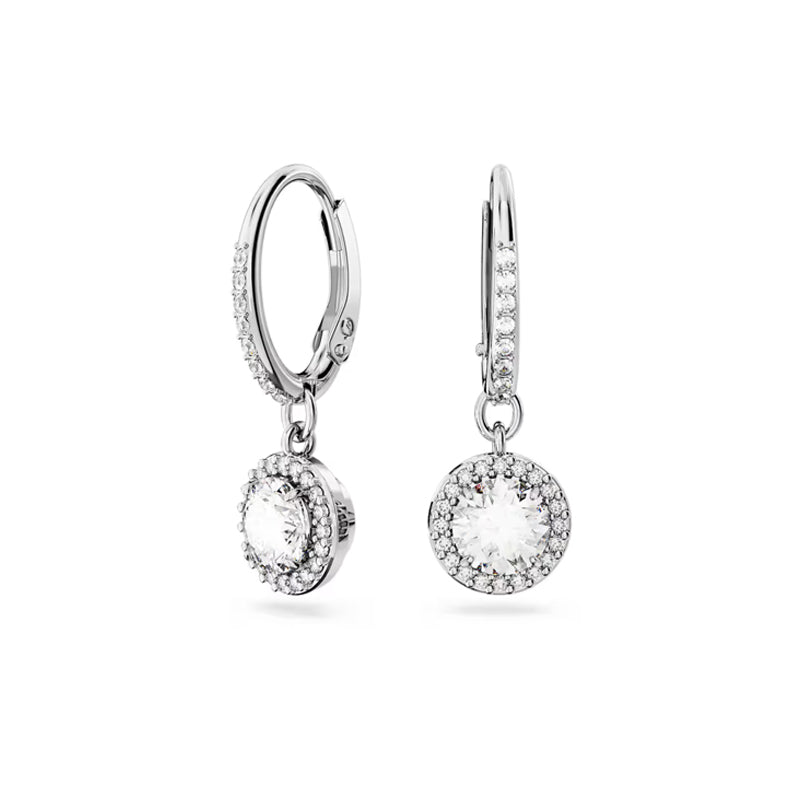 Swarovski Una Angelic Round Cut Pavé White Rhodium Drop Earrings