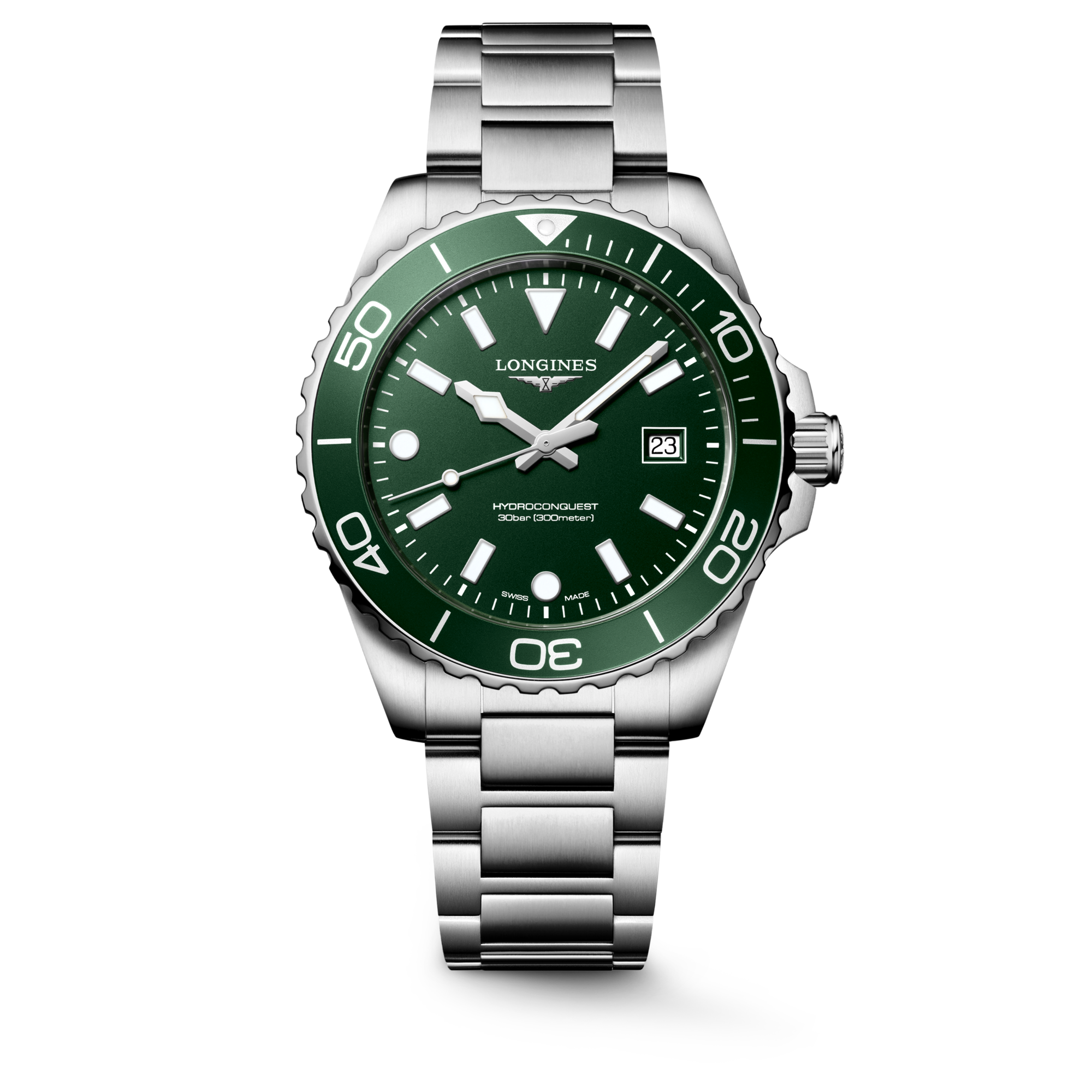 Longines HydroConquest L3.769.4.06.6 Quartz Watch Green Dial
