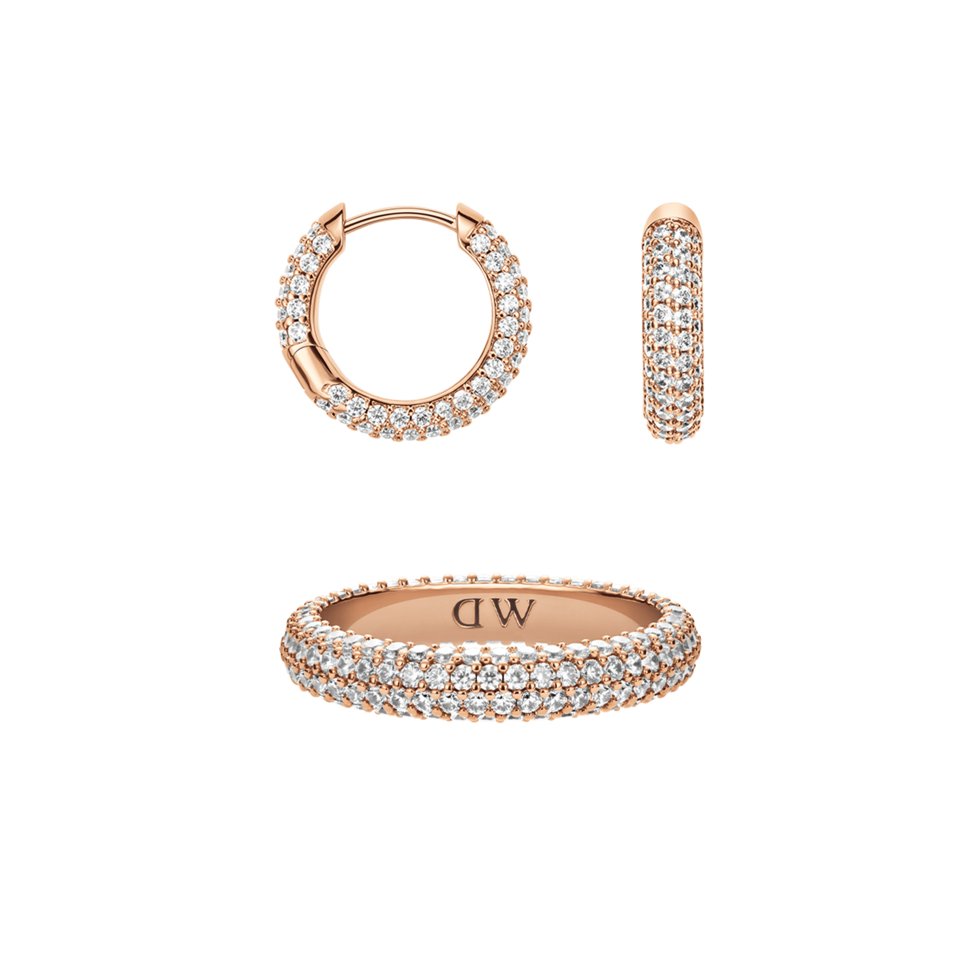 Daniel Wellington Bundle : Pavé Ring & Earrings Rose Gold Set