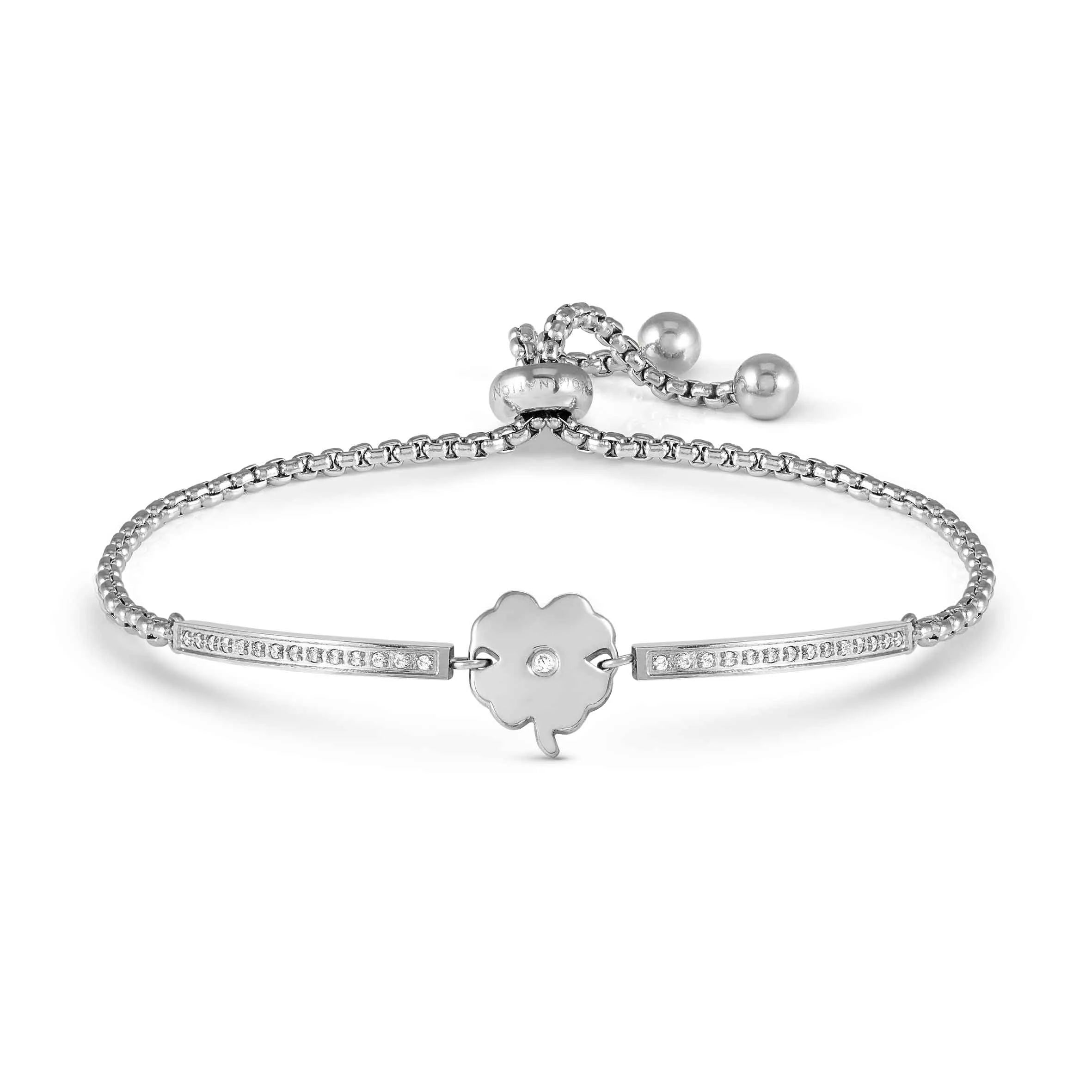 Nomination Milleluci Adjustable Stainless Steel Four-Leaf Clover Bracelet