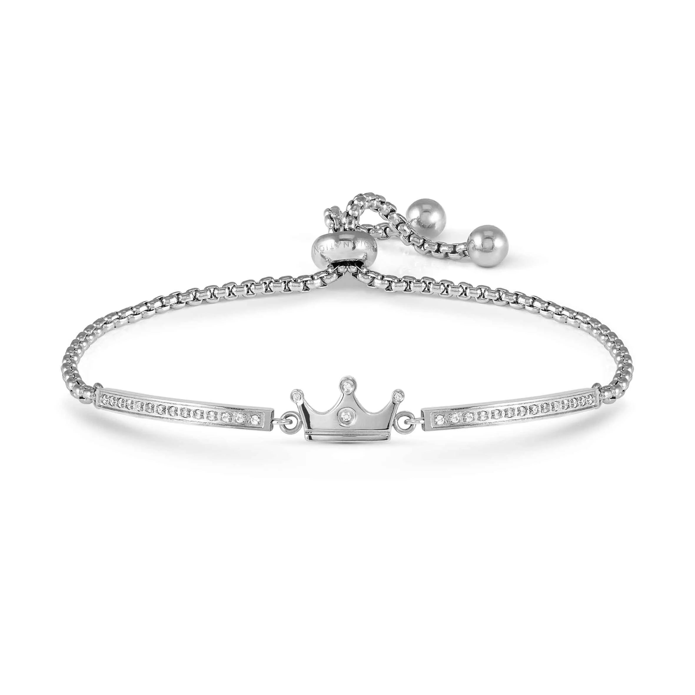 Nomination Milleluci Stainless Steel Crown Bracelet with Zirconia Stones
