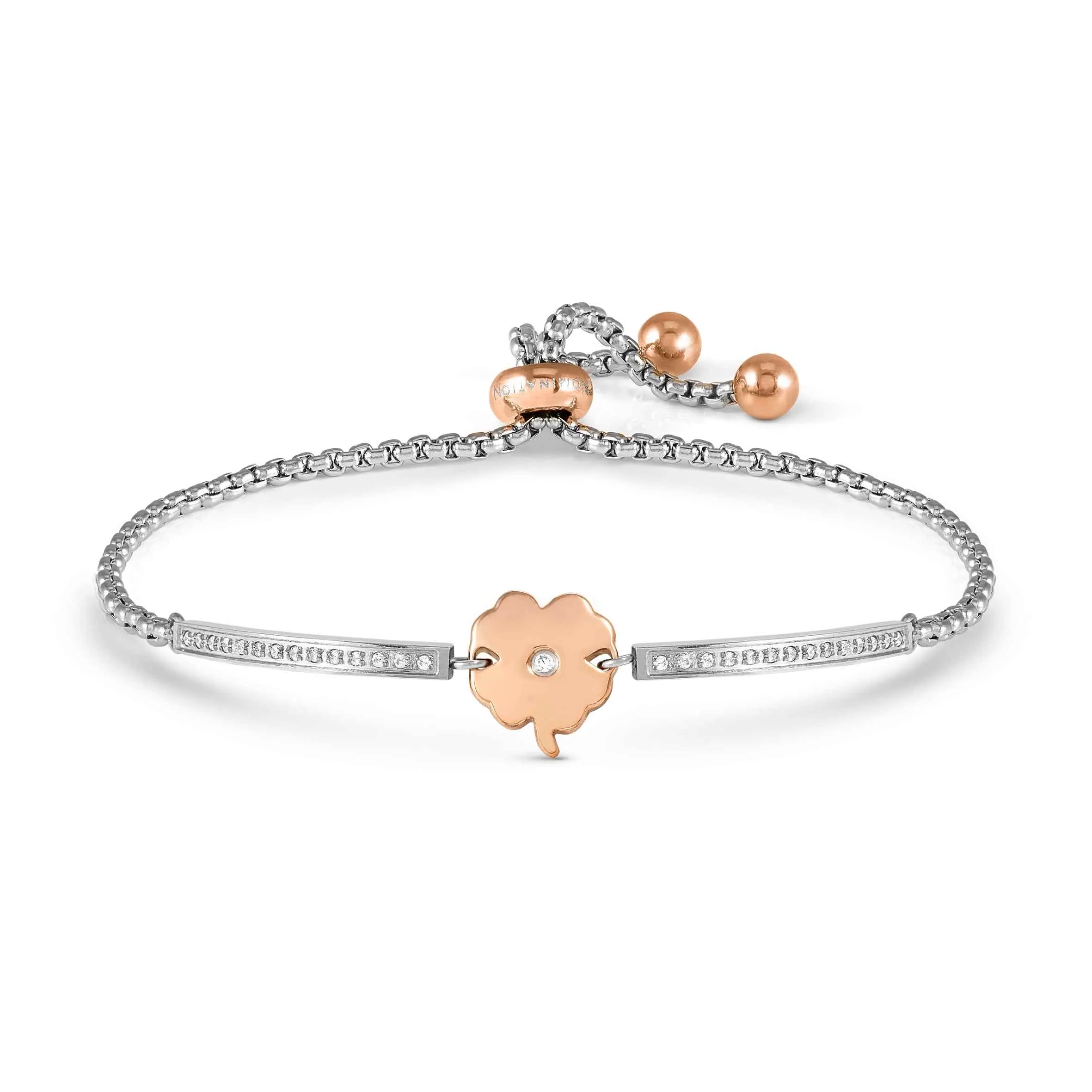 Nomination Milleluci Adjustable Stainless Steel Four-Leaf Clover Bracelet