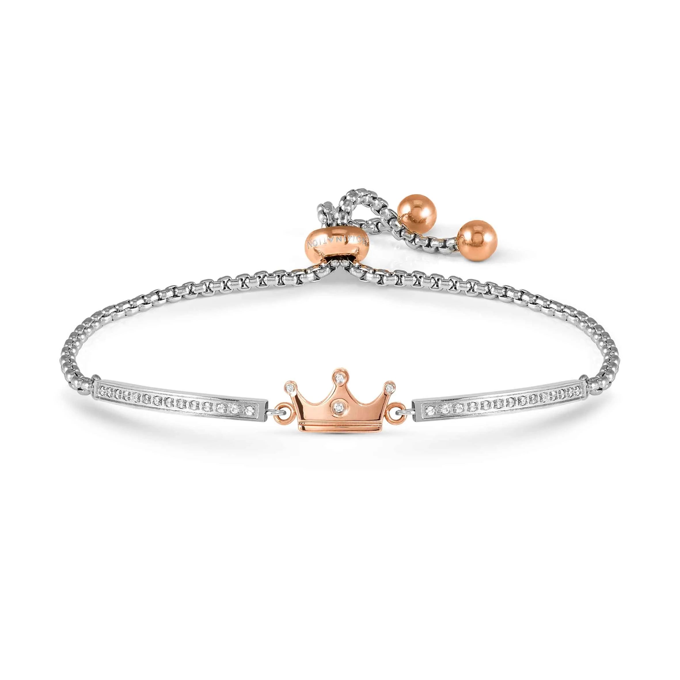 Nomination Milleluci Stainless Steel Crown Bracelet with Zirconia Stones