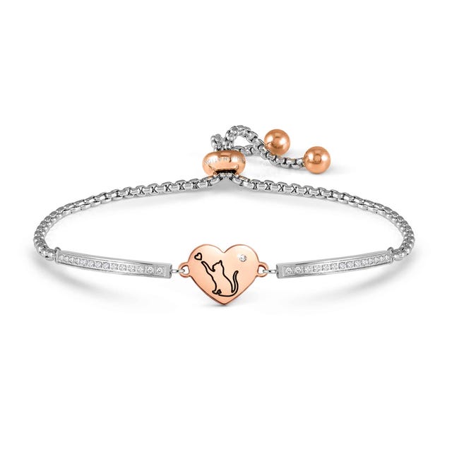 Nomination Milleluci Bracelet, Heart with Cat - Rose Gold