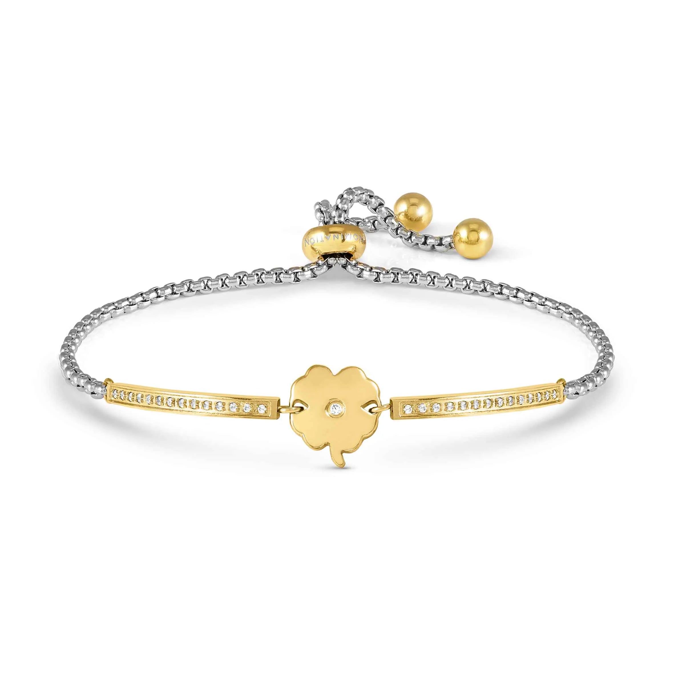 Nomination Milleluci Adjustable Stainless Steel Four-Leaf Clover Bracelet