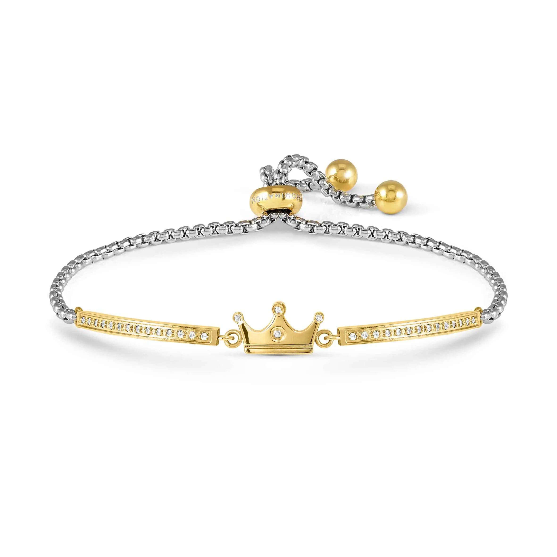 Nomination Milleluci Stainless Steel Crown Bracelet with Zirconia Stones