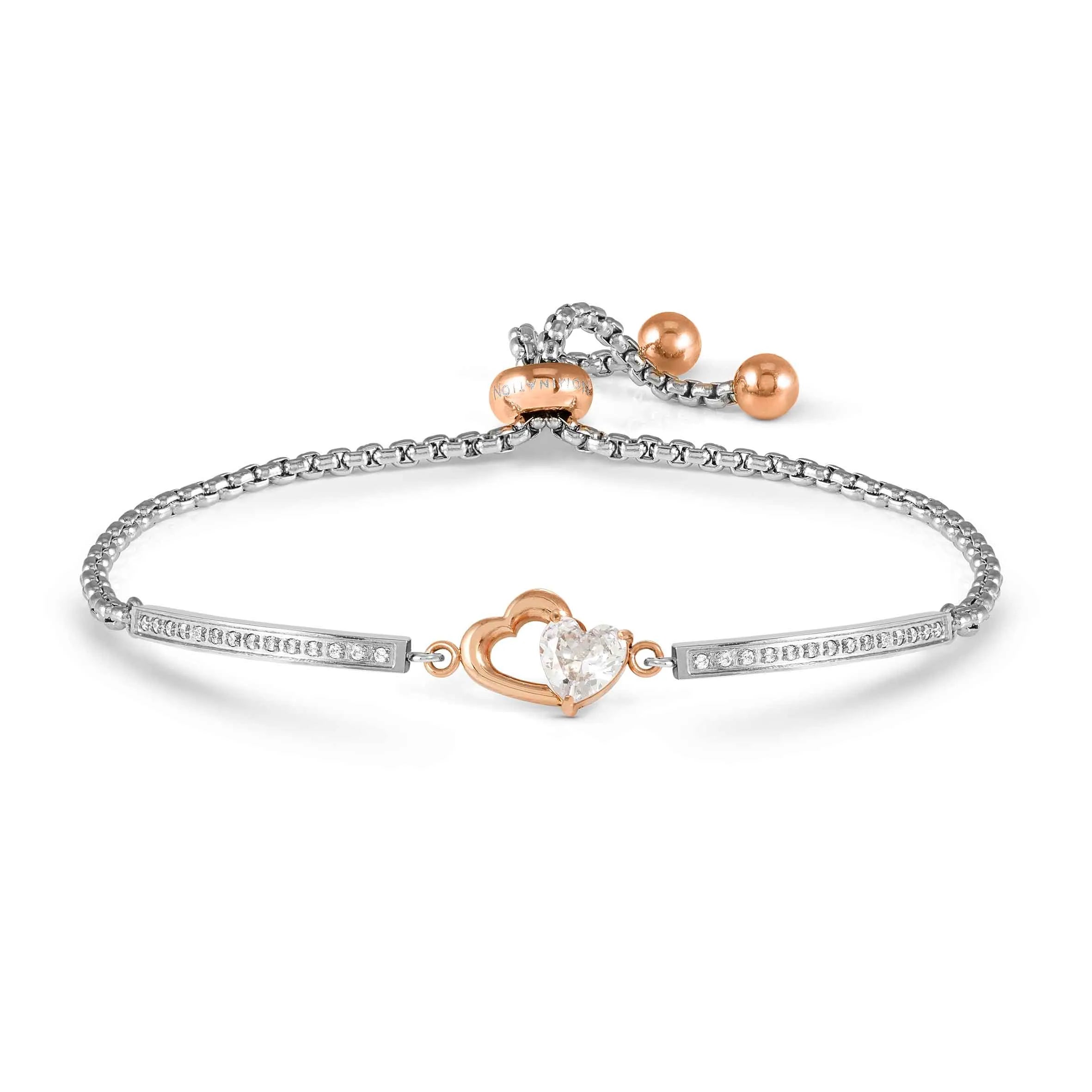Nomination Double Heart Milleluci Bracelet with White Cubic Zirconia