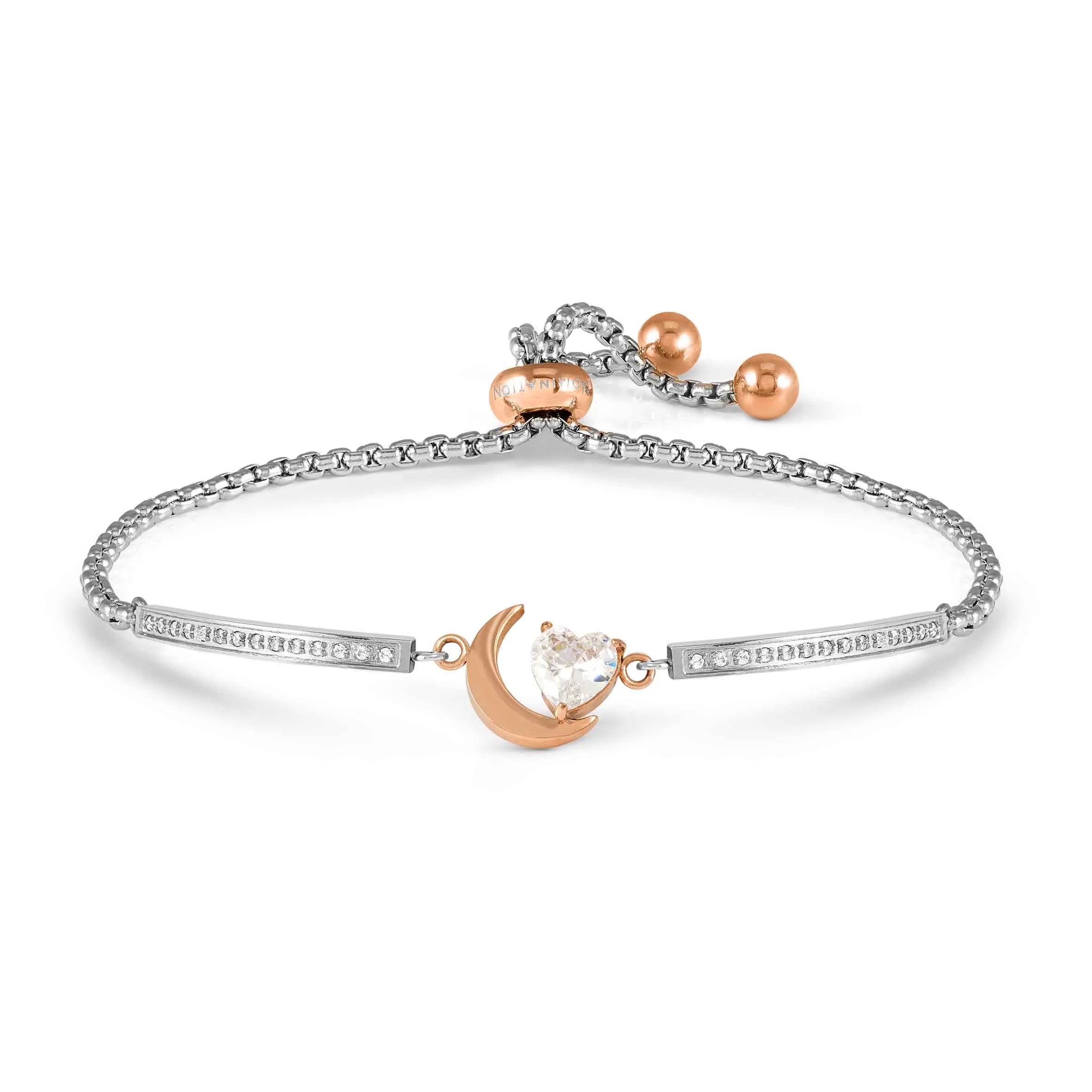 Nomination Milleluci Moon with Cubic Zirconia Adjustable Stainless-Steel Bracelet