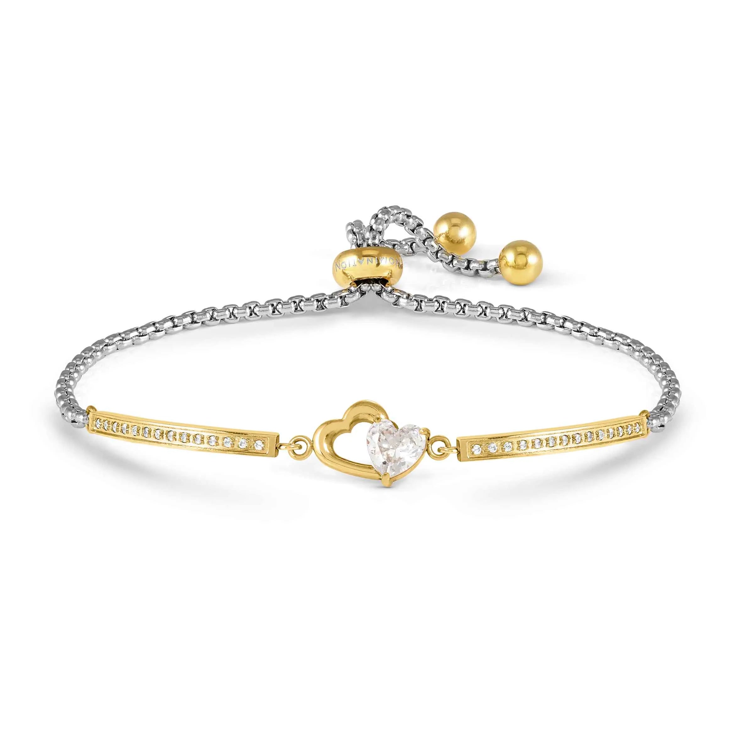 Nomination Double Heart Milleluci Bracelet with White Cubic Zirconia