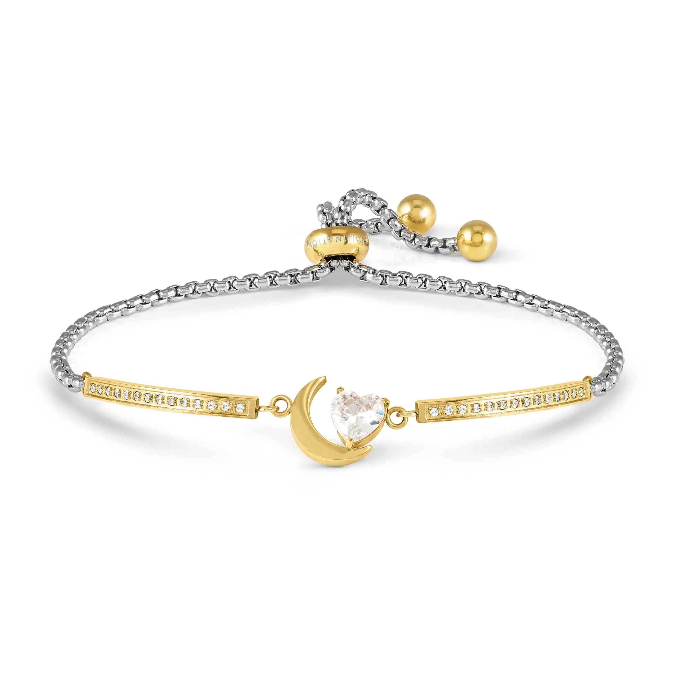 Nomination Milleluci Moon with Cubic Zirconia Adjustable Stainless-Steel Bracelet