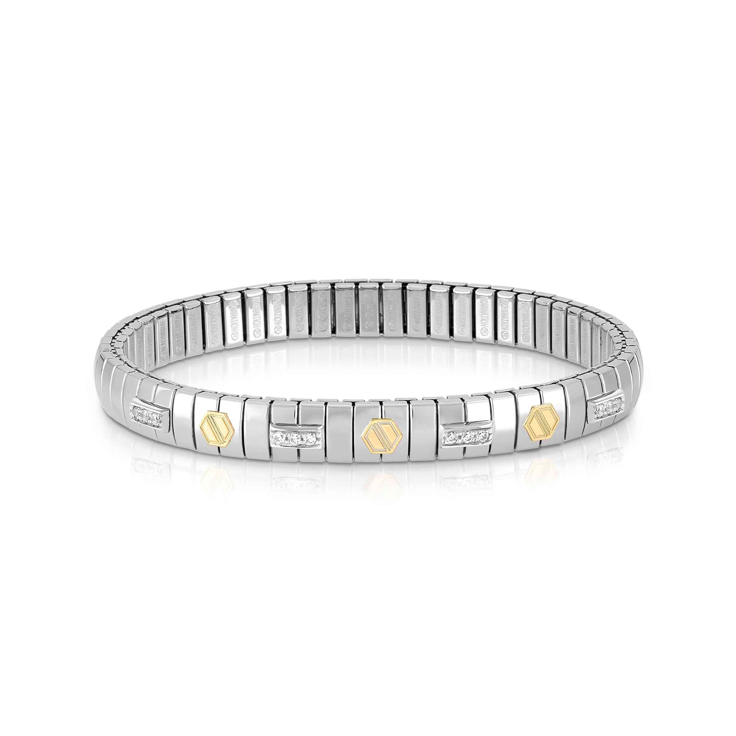 Nomination Extension Bracelet: Personalized Steel, Gold, Silver & CZ Pavé Charm