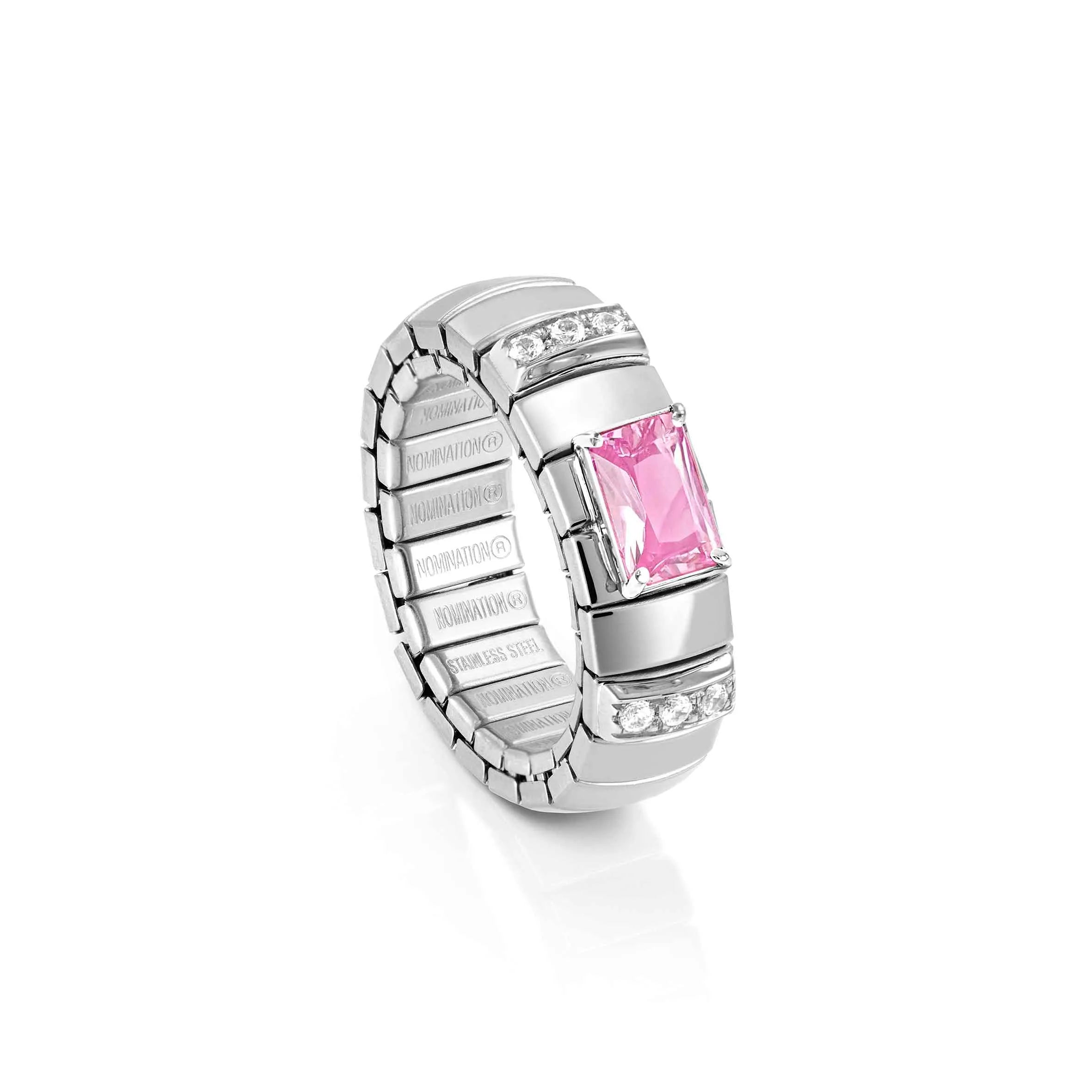 Nomination Extension Ring with Pink Baguette Stone