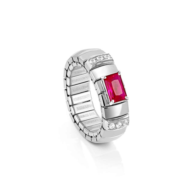 Elegant Stainless Steel Extension Ring with Dazzling Baguette Shaped CZ Stone