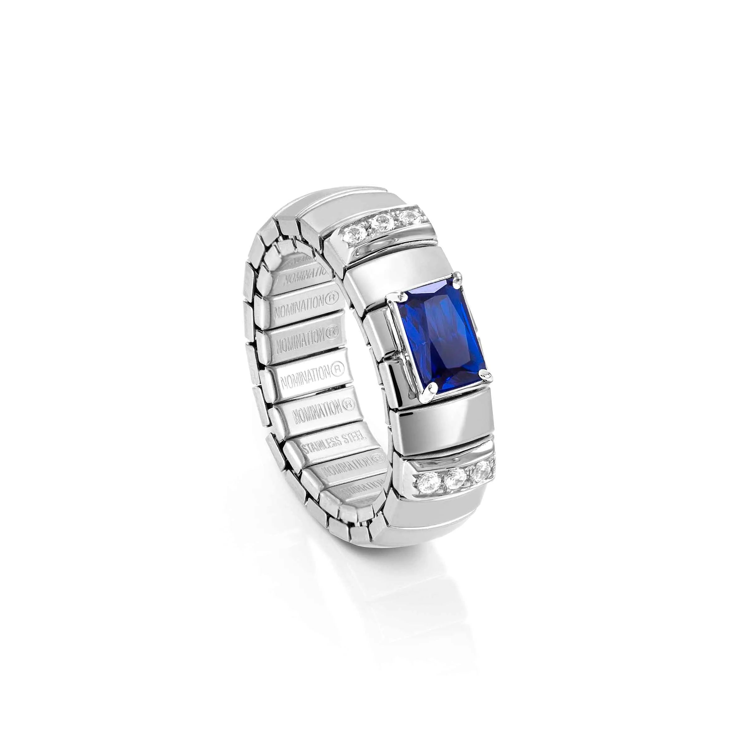 Nomination Extension Ring with Blue Baguette Stone