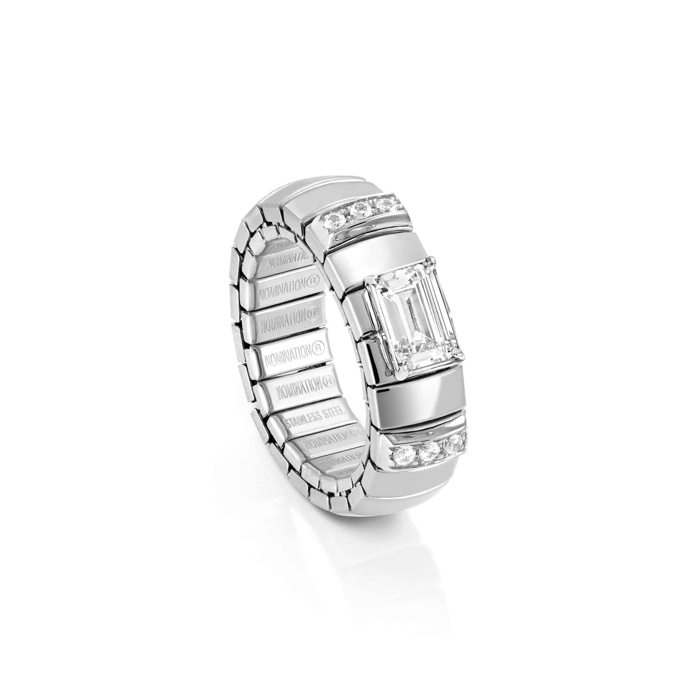 Nomination Extension Ring with White Baguette Stone