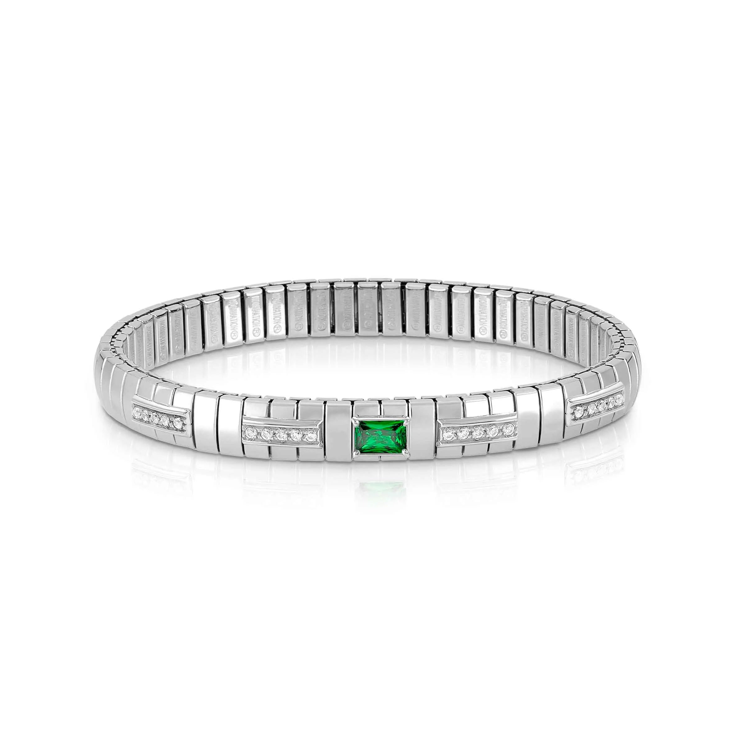 Nomination Extension Bracelet with Dark Green Baguette Cubic Zirconia